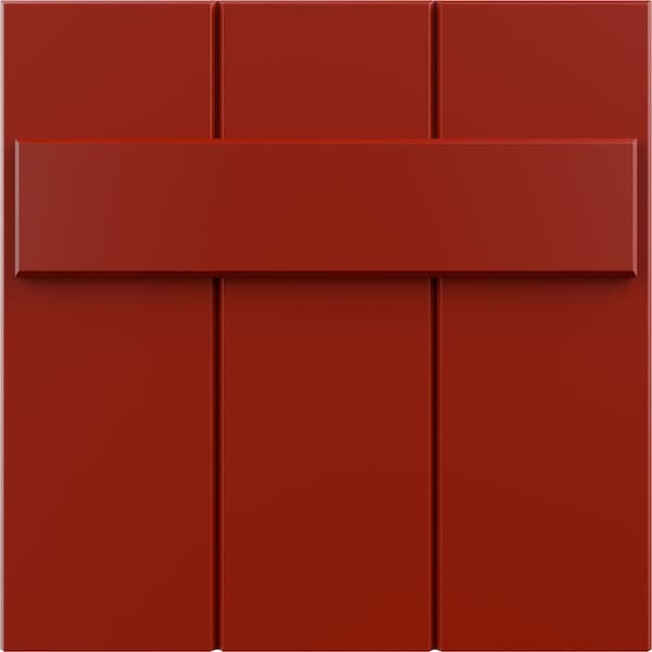 Ekena Millwork 12"W x 12"H True Fit PVC Joined Board-n-Batten Shutters Sample, Fire Red SAMPLE-TFPBBBR - main